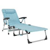 Beach Folding Chaise Lounge Recliner with 7 Adjustable Position-Blue