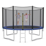 8/10/12/14/15/16 Feet Outdoor Trampoline Bounce Combo with Safety Closure Net Ladder-14 ft