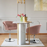 360 Degree Swivel Makeup Stool Accent Chair with Round Back and Metal Base-Pink