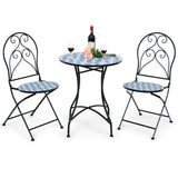 3 Pieces Patio Bistro Furniture Set with Mosaic Design