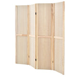 4-Panel Pegboard Display 5 Feet Tall Folding Privacy Screen for Craft Display Organized-Natural