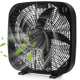 20 Inch Box Portable Floor Fan with 3 Speed Settings and Knob Control-Black