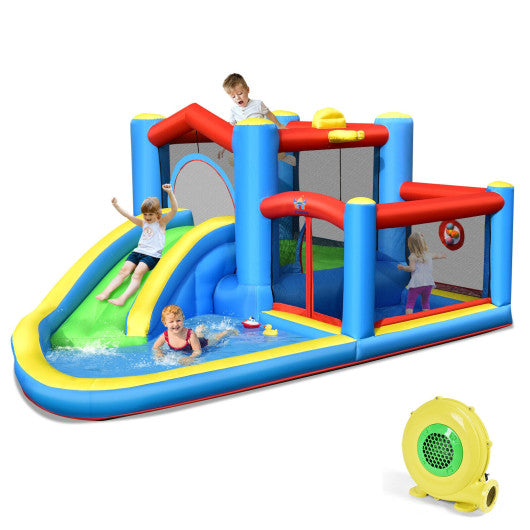 Inflatable Kids Water Slide Bounce Castle with 480W Blower