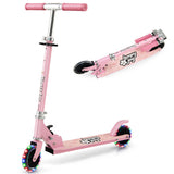 Folding Kick Scooter with 3 Adjustable Heights for Kids-Pink