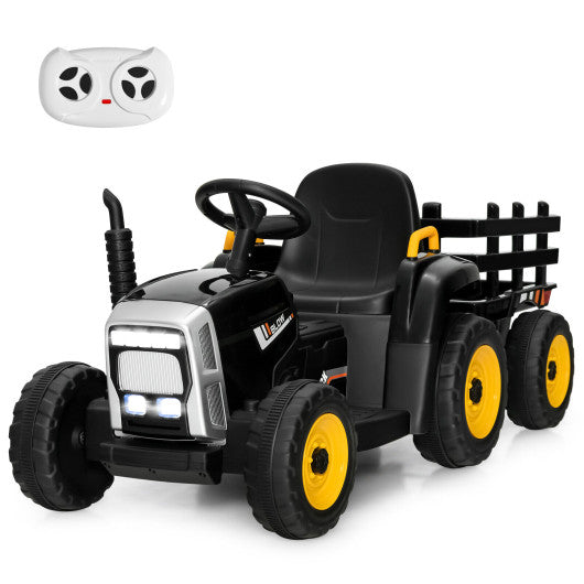 12V Ride on Tractor with 3-Gear-Shift Ground Loader for Kids 3+ Years Old-Black