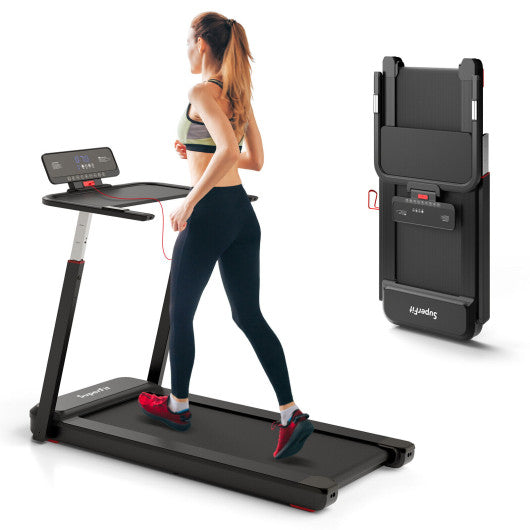 3HP Folding Treadmill with Adjustable Height and APP Control-Black