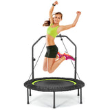 40 Inch Foldable Fitness Rebounder with Resistance Bands Adjustable Home-Green