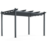 10 x 13 Feet Outdoor Aluminum Retractable Pergola Canopy Shelter-Gray