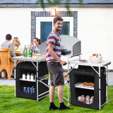 Folding Camping Table with Storage Organizer-Black