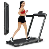 2-in-1 Electric Motorized Folding Treadmill with Dual Display-Black