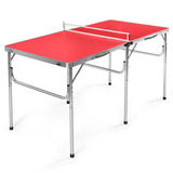 60 Inch Portable Tennis Ping Pong Folding Table with Accessories-Red