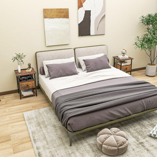 1/2 Pieces 3-Tier Nightstand with Charging Station and Drawer-1 Piece