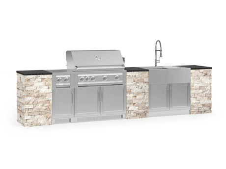 Outdoor Kitchen Signature Series 11 Piece Cabinet Set with Dual Side Burner, Sink, Platinum Grill and Grill Cabinet