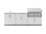 Outdoor Kitchen Stainless-Steel 5 Piece Cabinet Set with Bar, Sink, Grill Cabinet, Platinum Grill, and Countertop