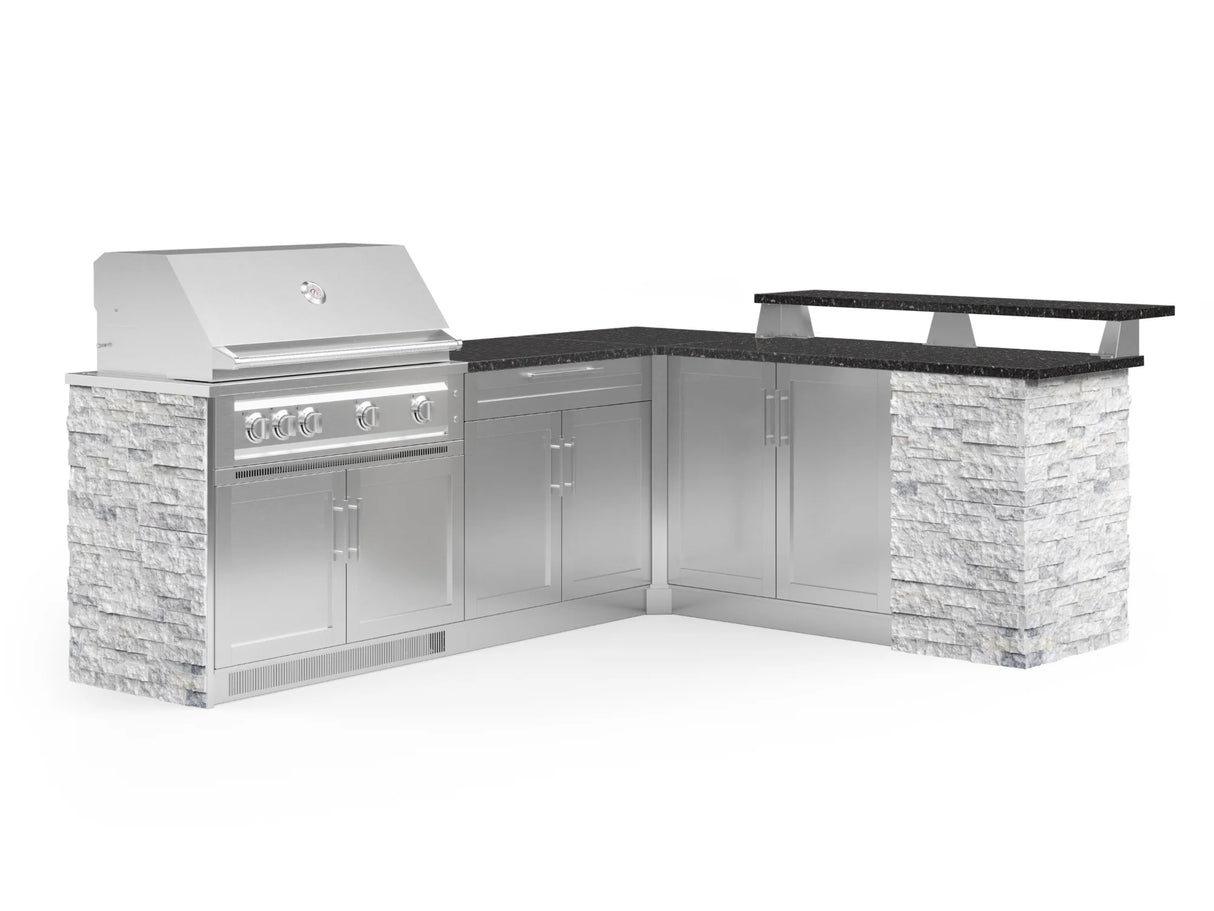 Outdoor Kitchen Signature Series 8 Piece L Shape Cabinet Set with 2 Door, Bar, Platinum Grill and Grill Cabinet