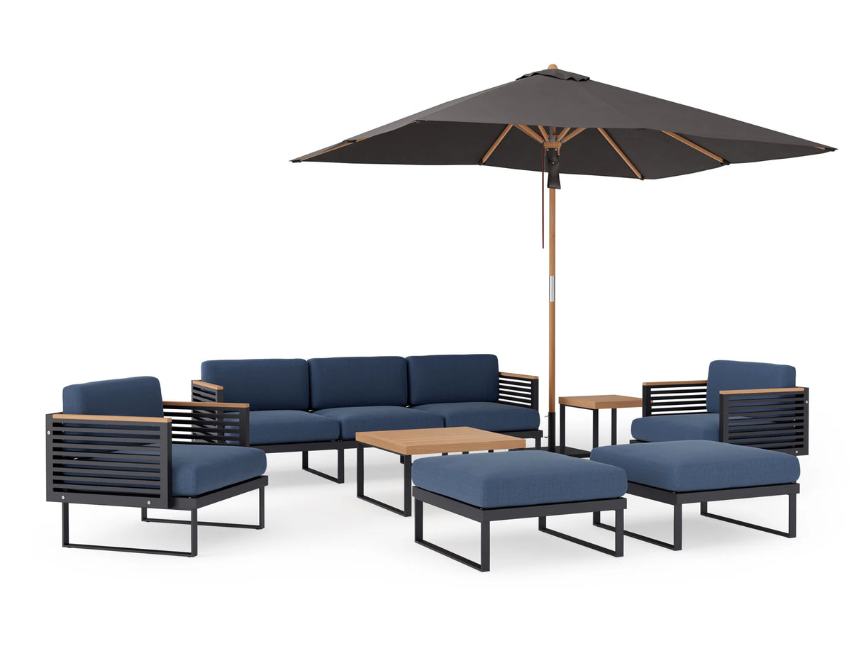 Monterey 7 Seater Chat Set with Coffee Table, Side Table and Umbrella