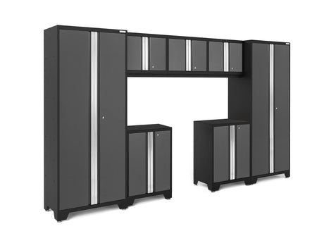 Bold Series 7 Piece Cabinet Set with Base, Wall Cabinets and 30 In. Lockers