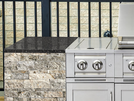 Outdoor Kitchen Signature Series 6 Piece Cabinet Set with Platinum Grill, 3 Drawer, 1 Door and Grill Cabinet