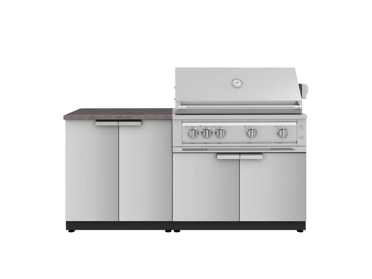 Outdoor Kitchen Stainless Steel 4 Piece Cabinet Set with 2 Door, Grill Cabinet, Platinum Grill and Countertop