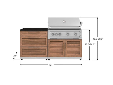 Outdoor Kitchen Stainless-Steel 4 Piece Cabinet Set with 3 Drawer, Grill Cabinet, Platinum Grill, and Countertop