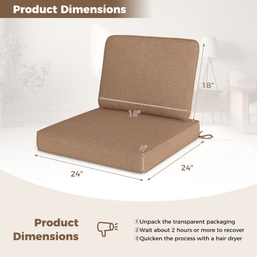 2-Pack Outdoor Patio Cushion Set with Removable Covers-Brown
