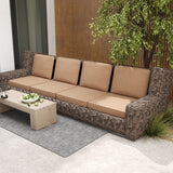 2-Pack Outdoor Patio Cushion Set with Removable Covers-Brown