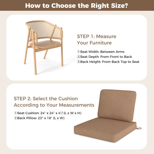 2-Pack Outdoor Patio Cushion Set with Removable Covers-Brown