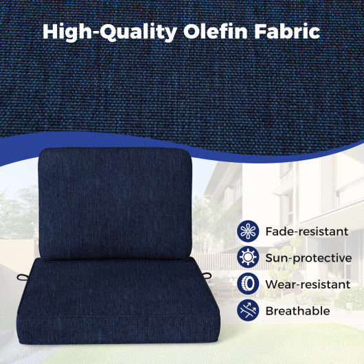 2-Pack Outdoor Patio Cushion Set with Removable Covers-Navy