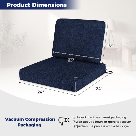 2-Pack Outdoor Patio Cushion Set with Removable Covers-Navy