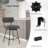25 Inch 2-Piece Modern Upholstered Bar Stools with Back and Footrests-Gray