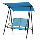 2-Seat Outdoor Canopy Swing with Comfortable Fabric Seat and Heavy-duty Metal Frame-Navy