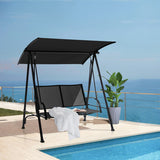 2-Seat Outdoor Canopy Swing with Comfortable Fabric Seat and Heavy-duty Metal Frame-Black