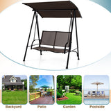 2-Seat Outdoor Canopy Swing with Comfortable Fabric Seat and Heavy-duty Metal Frame-Brown