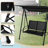 2-Seat Outdoor Canopy Swing with Comfortable Fabric Seat and Heavy-duty Metal Frame-Black