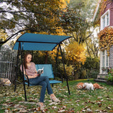 2-Seat Outdoor Canopy Swing with Comfortable Fabric Seat and Heavy-duty Metal Frame-Navy