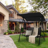 2-Seat Outdoor Canopy Swing with Comfortable Fabric Seat and Heavy-duty Metal Frame-Black