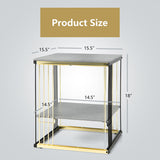 2-Tier Metal Side End Table with Removable Shelf-Gray