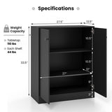 2-Door Modern Floor Storage Cabinet with 3-Tier Shelf-Black