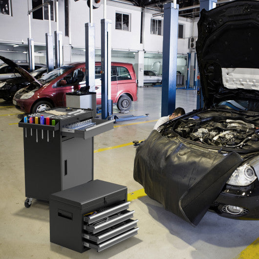 2-in-1 Rolling Tool Chest with 5 Sliding Lockable Drawers-Black & Gray