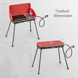 2-in-1 Gas Camping Grill and Stove with 4 Detachable Legs-Red