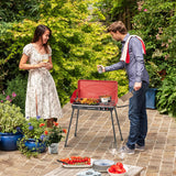 2-in-1 Gas Camping Grill and Stove with 4 Detachable Legs-Red