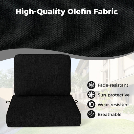 2-Pack Outdoor Patio Cushion Set with Removable Covers-Black