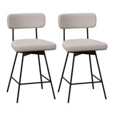 25 Inch 2-Piece Modern Upholstered Bar Stools with Back and Footrests-Beige