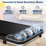 2.5HP Under Desk Treadmill with Remote Control and 3 Countdown Modes-White