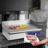 2000W Commercial Stainless Steel Grill with Adjustable Temp Control and Accessories-Silver