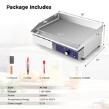 2000W Commercial Stainless Steel Grill with Adjustable Temp Control and Accessories-Silver