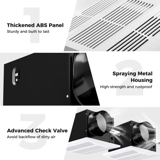 200 CFM Bathroom Exhaust Fan with Metal Housing and 6 Inches Duct for 200 Sq.Ft