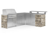 Outdoor Kitchen Signature Series 8 Piece L Shape Cabinet Set with 2 Door, Bar, Platinum Grill and Grill Cabinet