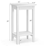 Set of 2 Versatile 2-Tier End Table with Storage Shelf-White