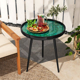 20 Inch Mid-century Modern Coffee End Table with Sea Shell Decoration-Green